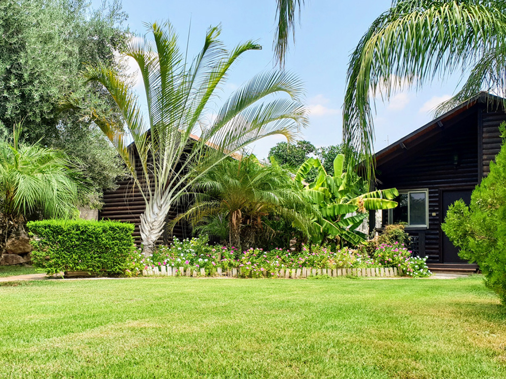 צימרים לפי שעה בתל תאומים - צימר טוב באהבה עם מדשאה ירוקה, גינה מטופחת, תאורה לילית ופינת מנגל